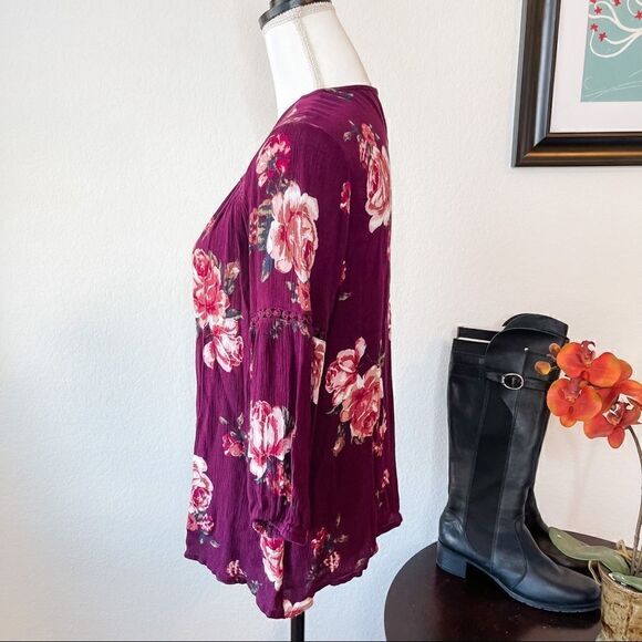 🍋 Gibson Latimer • Long Sleeve Flowered Boho Top - Picture 5 of 9